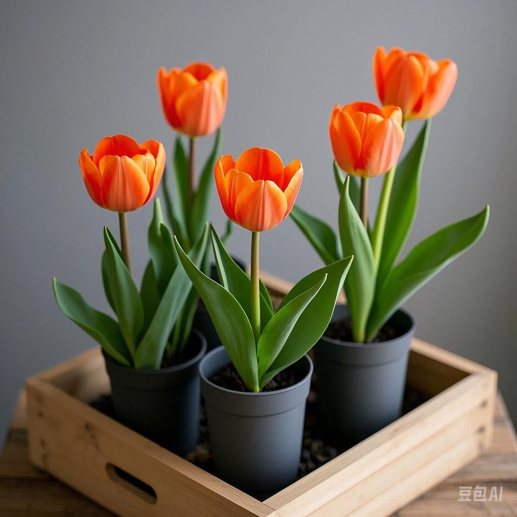 进口郁金香带花苞耐寒荷兰橙色钻石郁金香成品苗庭院阳台盆栽花卉