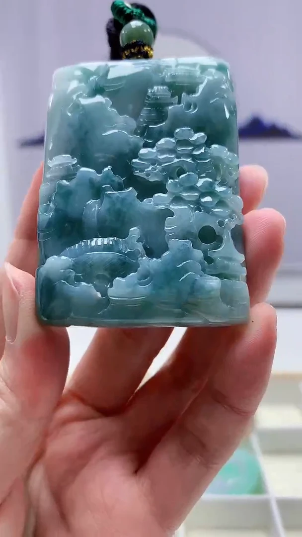 【闪购商品】定制翡翠未镶嵌5028zm-毛货挂件88山水