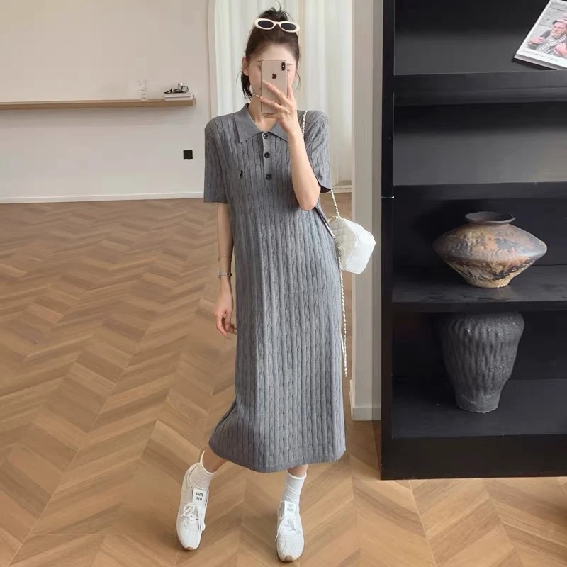 {按衣架上编号拍} 夏季新品显瘦时尚减龄短袖针织宽松气质连衣裙