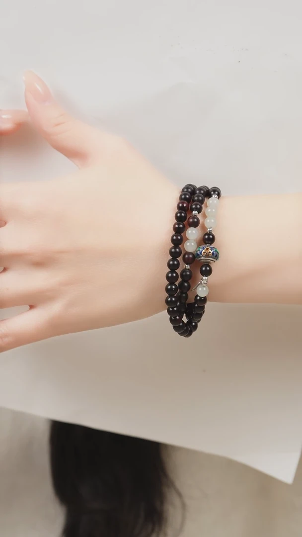 手串檀香紫檀（小叶紫檀）未镶嵌三圈小叶紫檀