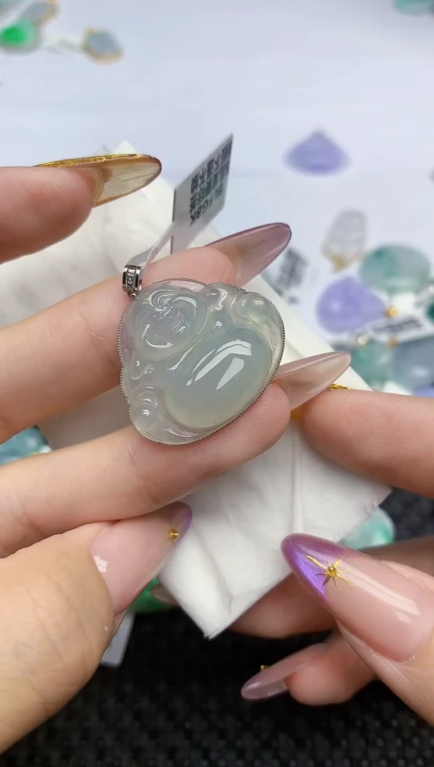 翡翠18K金镶嵌颈饰664   天然翡翠A货