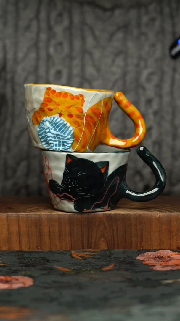 杯釉下彩手工手绘同款陶器