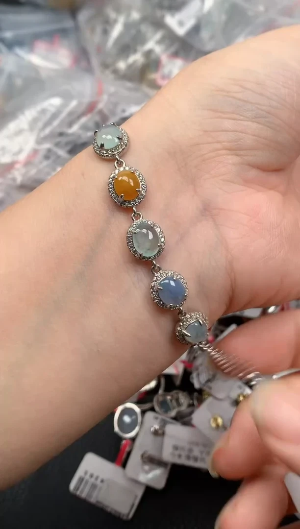 翡翠戒指银S925镶嵌天然A货缅甸翡翠