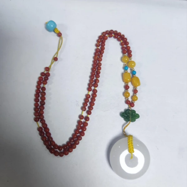 【卓美】南红和田白玉平安扣项链/条FL-273