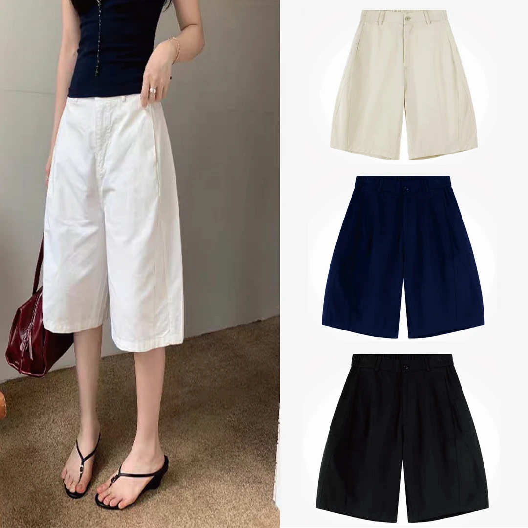 【100棉】复古高阶立裁百搭ins风时尚百搭五分纯棉短款