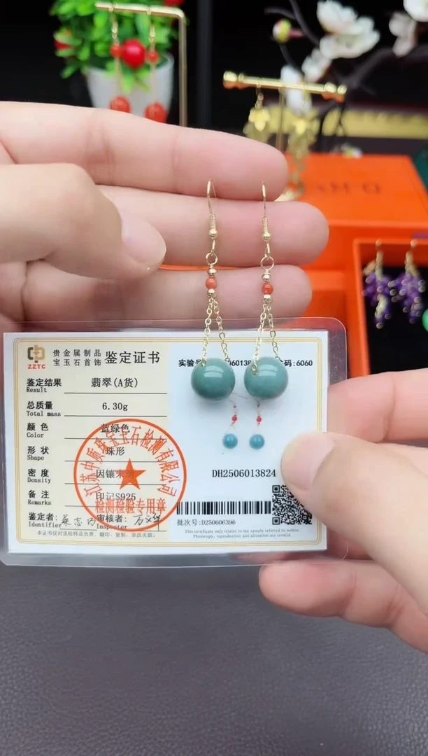 翡翠银S925镶嵌耳饰新1