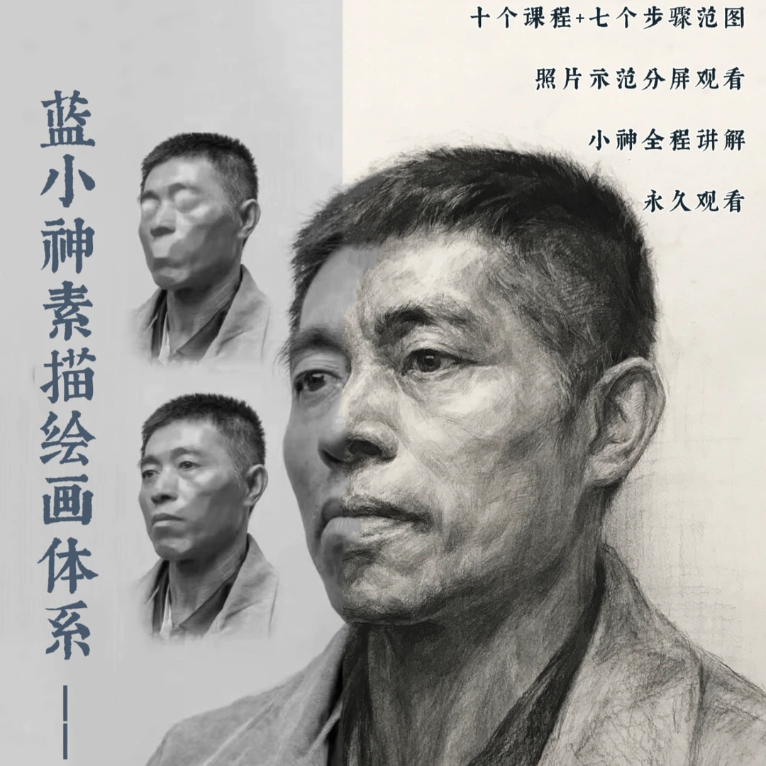 蓝小神素描体系-素描头像精讲