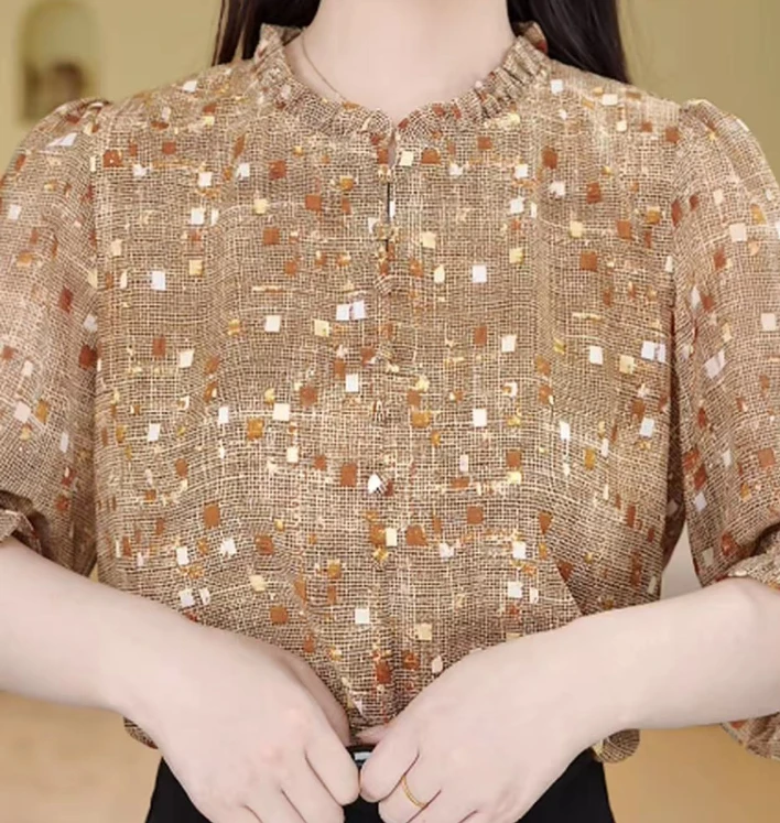 2025杭州专柜春夏新款高贵优雅气质小衫ZF-S026