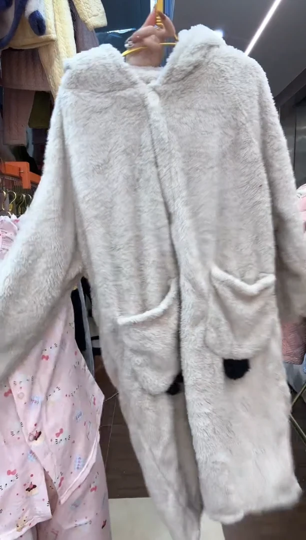 冬装 灰色睡袍黑耳朵加裤子