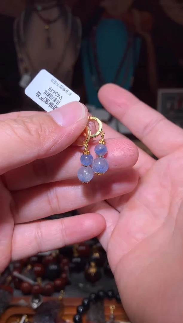 未镶嵌珠宝半成品水晶蓝线石葫芦耳扣，多样性