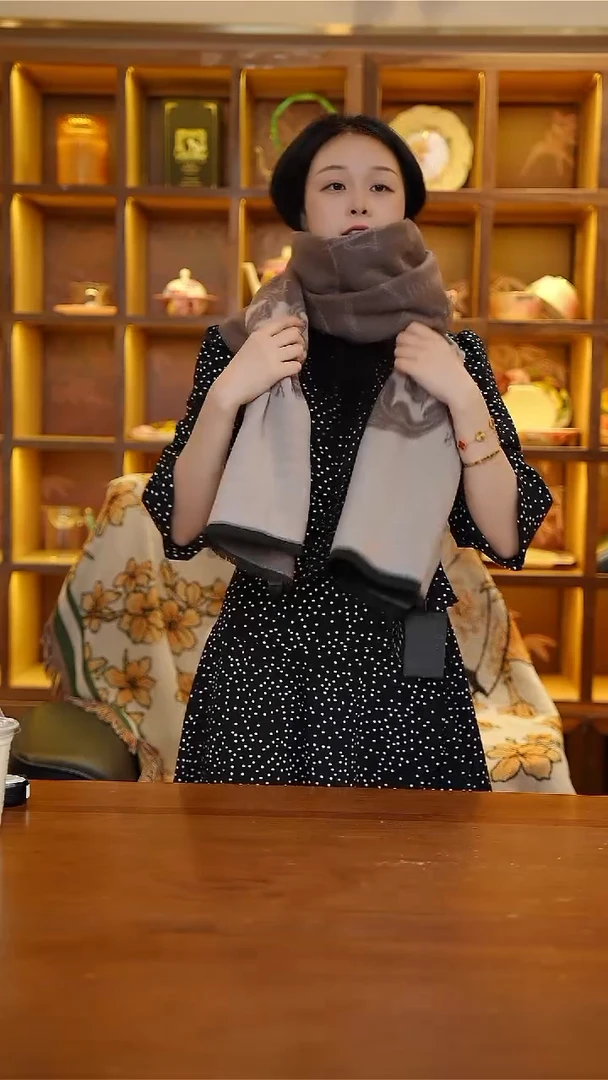 陶66-赫本猫Hepburncat羊毛混纺围巾190*66cm肉桂棕【H4255-1】