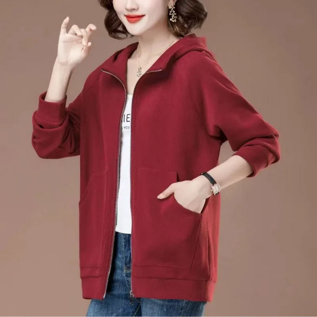 x38纽扣开衫女拉链连帽春秋紫粉卫衣饼干短款长袖春季百搭春秋