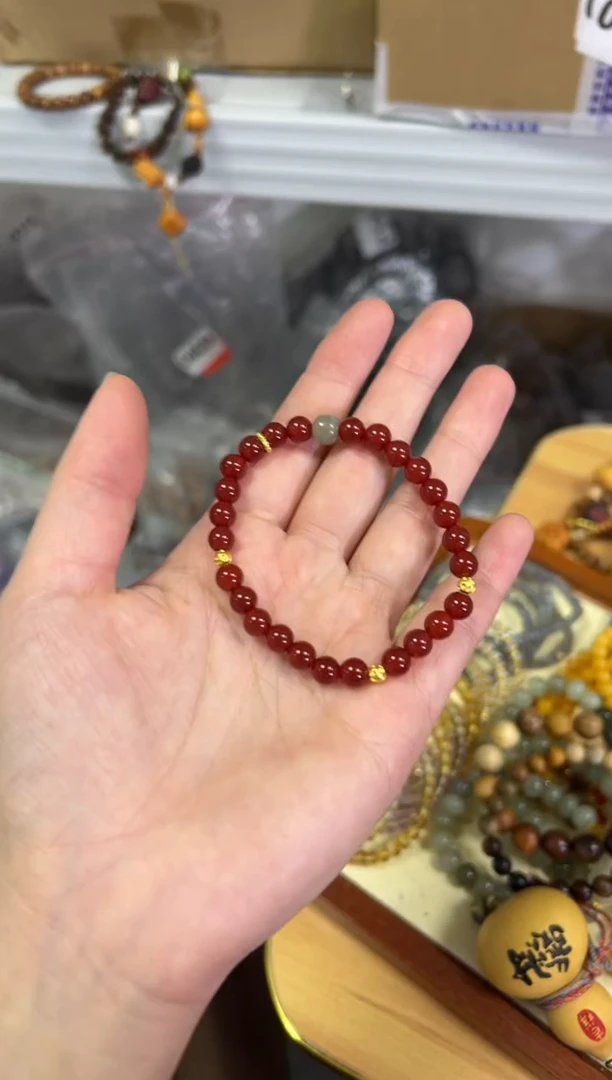 【闪购商品】玛瑙/玉髓手链未镶嵌冰红玛瑙和田搭配款手链[0561]