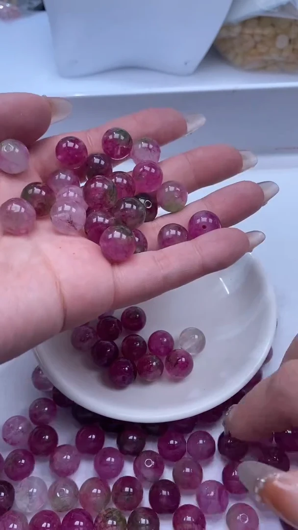 颈饰未镶嵌水晶W2989西瓜碧玺12MM*8颗