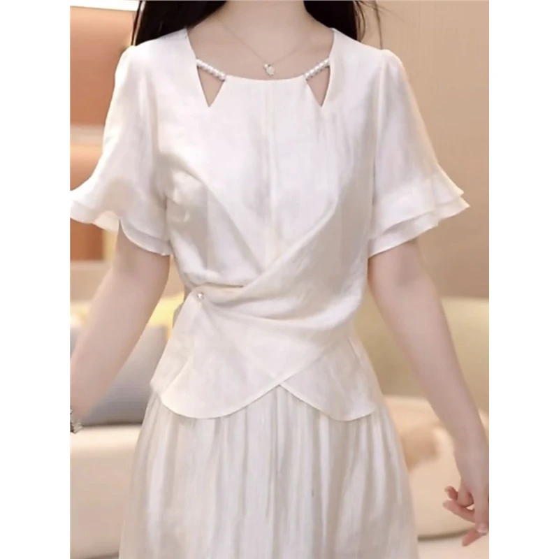 高档莱赛尔天丝优雅气质两件套礼服裙2025夏季时尚百搭气质衣服