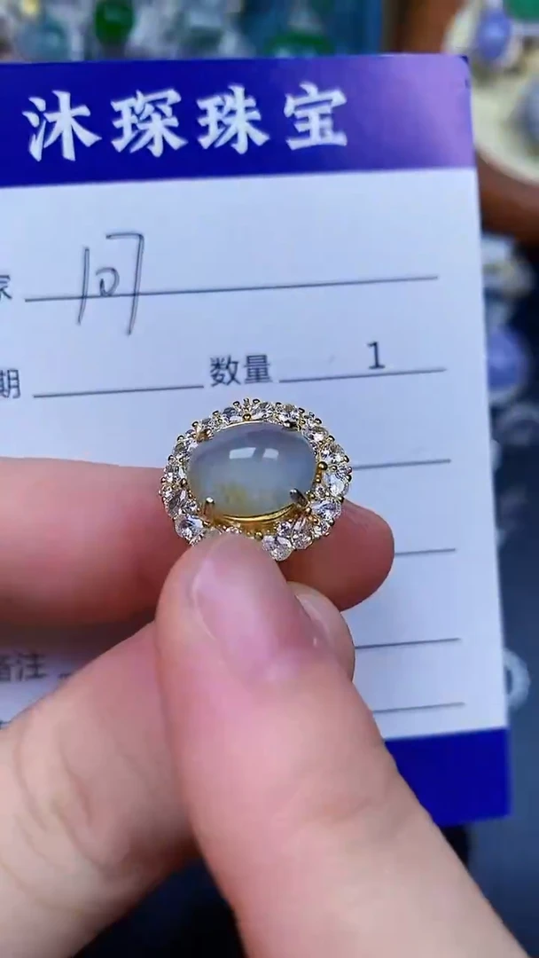 翡翠戒指银S925镶嵌1070
