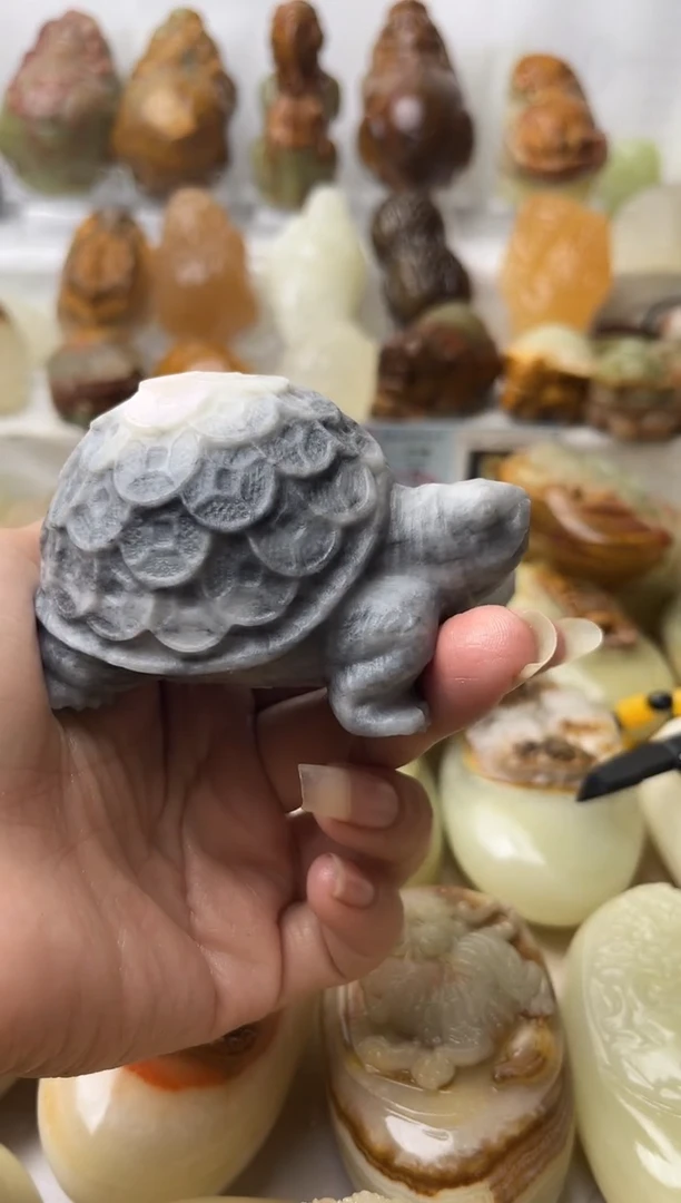 石材方解石手把摆件不退换金钱龟微瑕