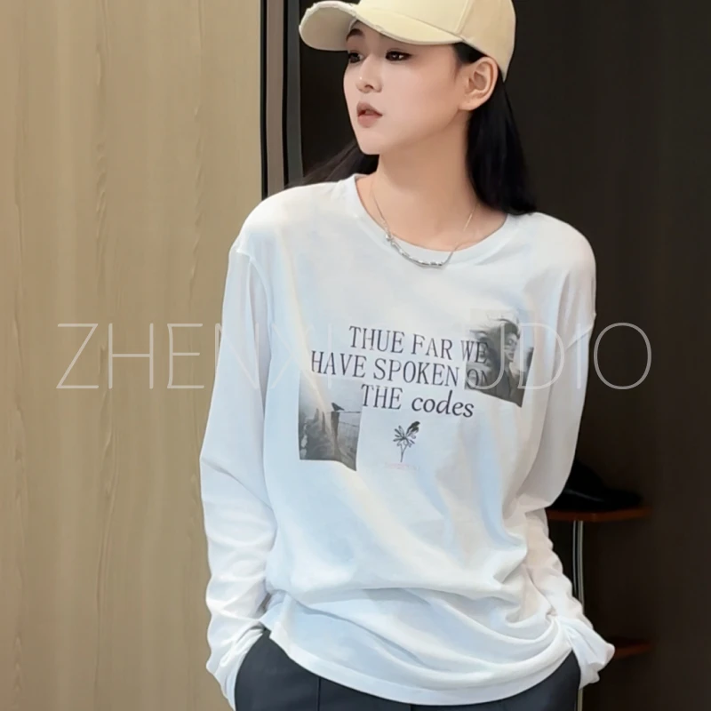 针西【夏威夷T】高个子穿搭时尚百搭休闲宽松春款印花长款T恤S70266