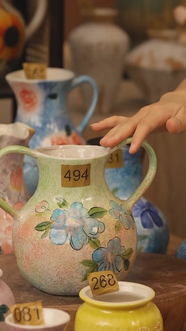陶瓷494景德镇设计师手作花器摆件侘寂风