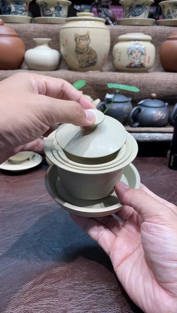 泥塑弼双马蹄套娃盖碗
