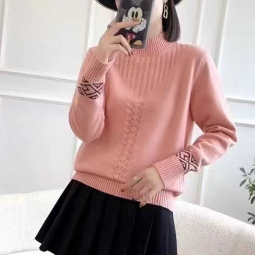 739#秋冬长袖针织衫半高领套头1 17