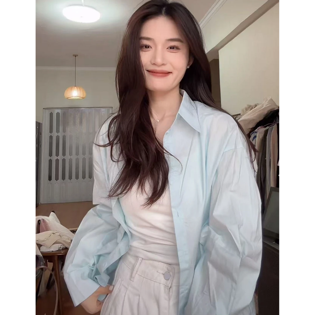 春夏慵懒风长袖上衣防晒休闲衬衫#2588