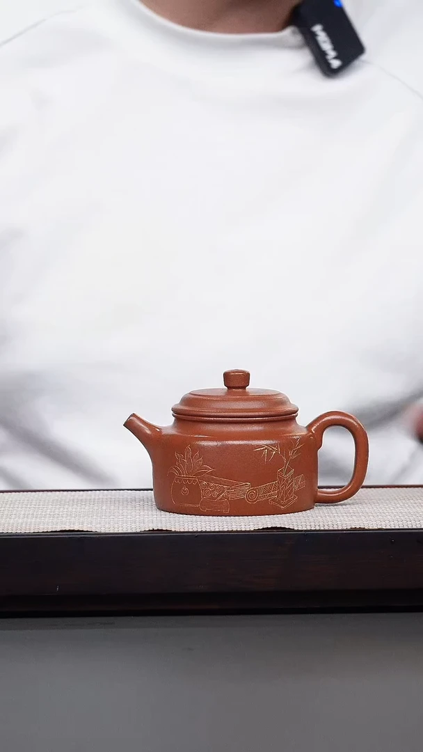 茶壶紫砂鹅黄朱泥刻绘德钟