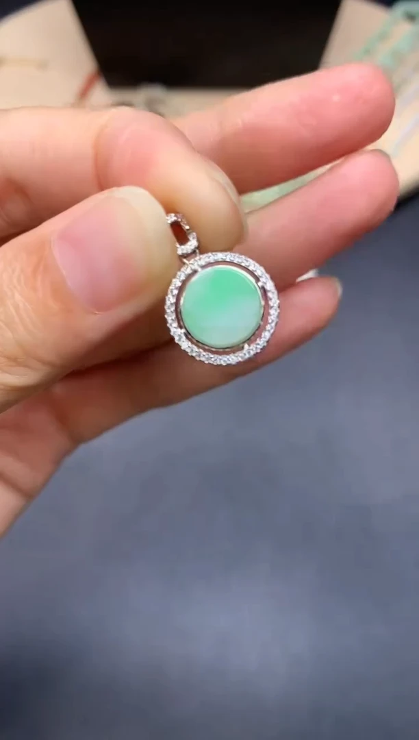 翡翠银S925镶嵌吊坠(不含链)无事牌【无服务费】