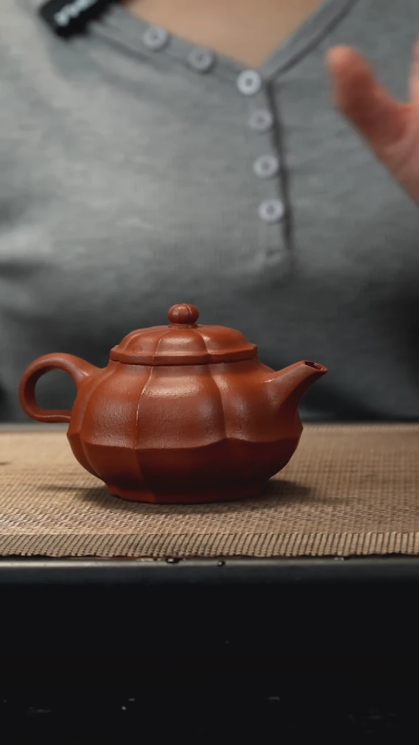 茶壶紫砂生砂朱泥合菱仙子150CC微瑕/*
