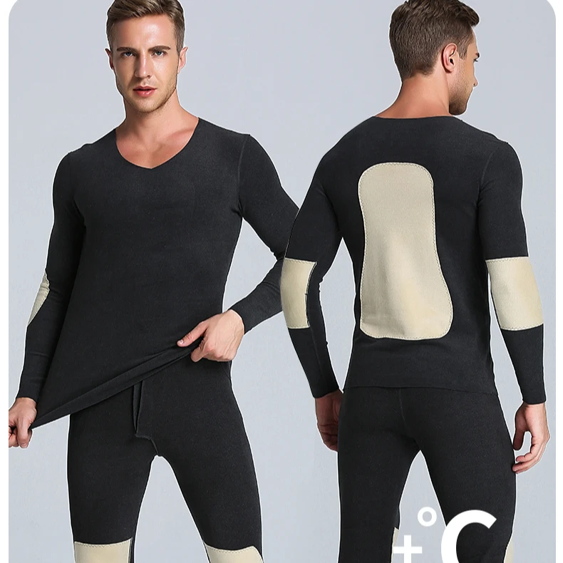 清仓【男士无痕德绒贴片打底衫】发热蚕丝保暖内搭打底上衣加绒厚