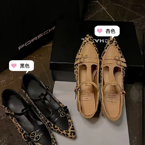 平底尖头法式复古单鞋G135