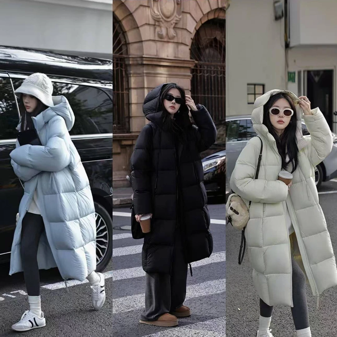 2024新款爆款连帽泡芙羽绒服女韩版中长款百搭潮流时尚