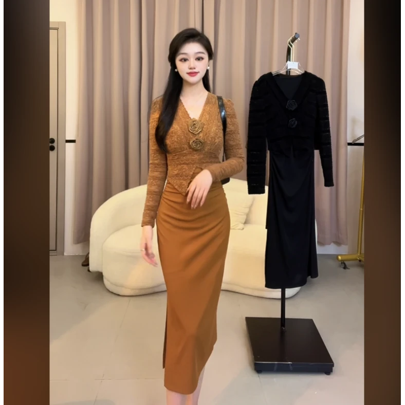 【小米】秋季新款显瘦气质连衣裙高腰时尚复古收腰YXMYF52898