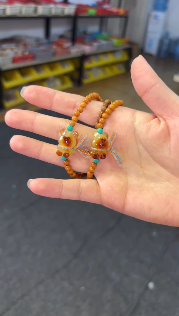 未镶嵌蜜蜡手链 蜜蜡熊单圈