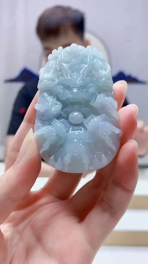 未镶嵌定制翡翠4868zm-毛货挂件58九龙