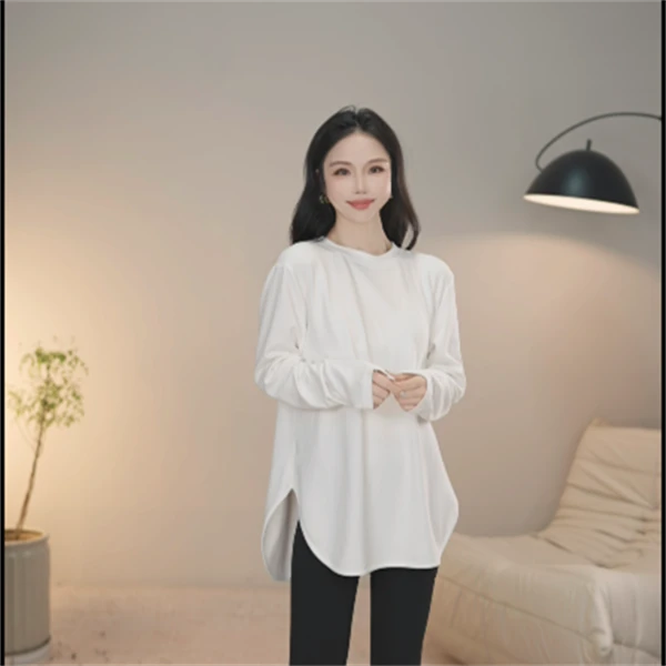 磨毛长袖T恤四季款百搭休闲女LLL