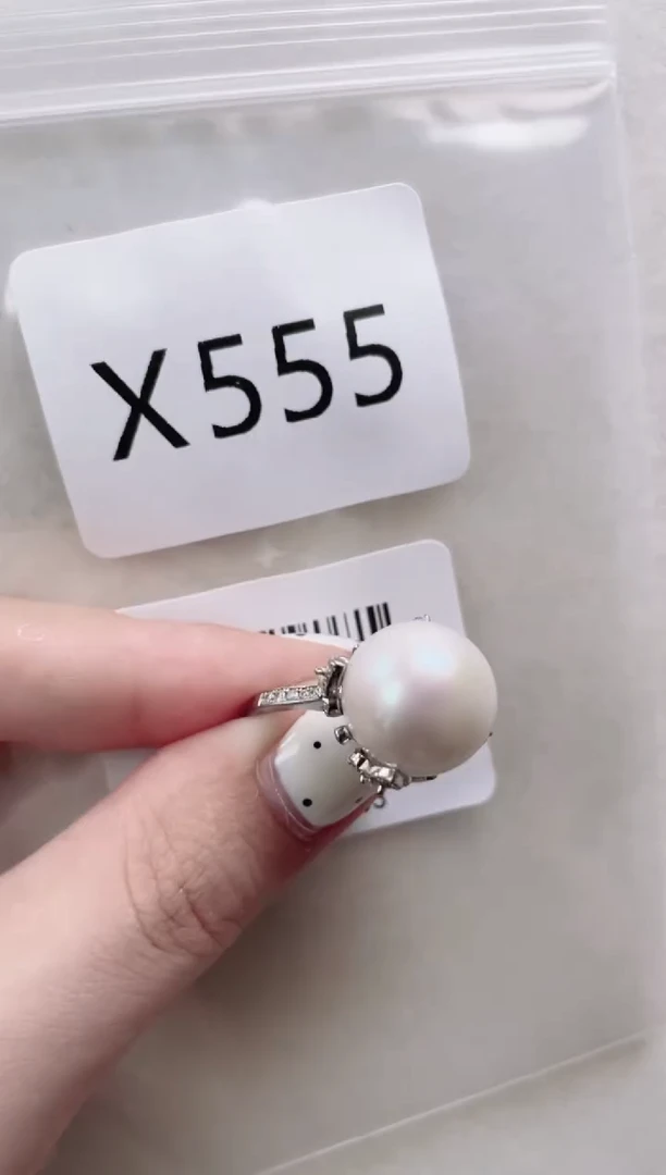 银S925镶嵌淡水珍珠戒指X555