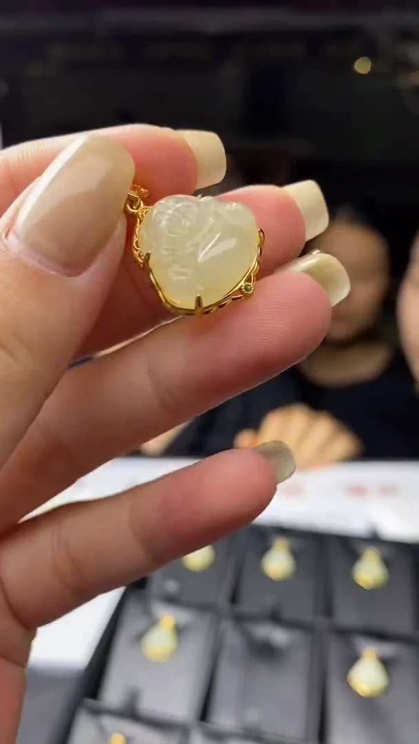 吊坠(不含链)银S925镶嵌和田玉多样性发其一-吊坠-D10633