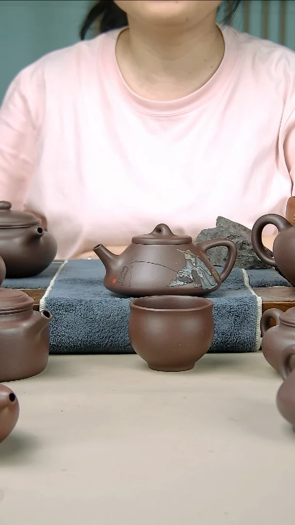 茶壶紫砂无*子也石瓢底槽清加一个底槽清杯子