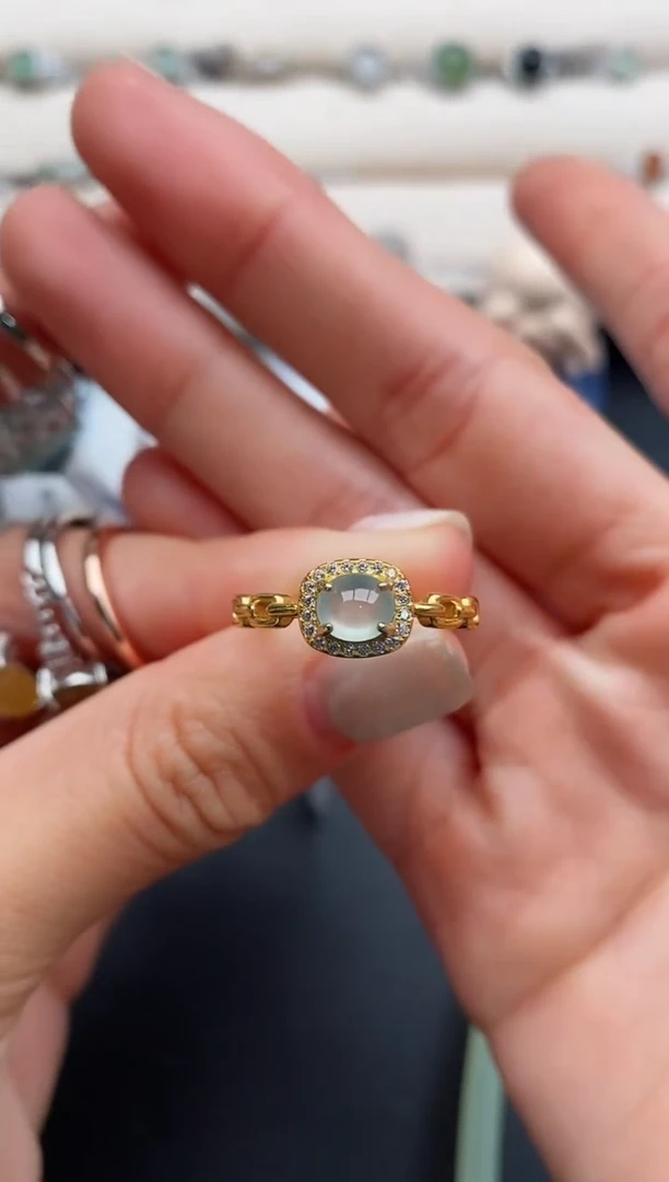 银S925镶嵌戒指翡翠2222222+10