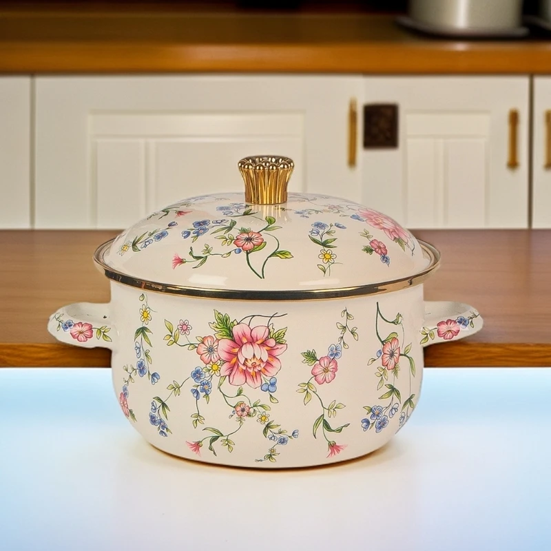 【七喜】幸福汤锅蔷薇18-20-22-24cm珐琅锅汤锅