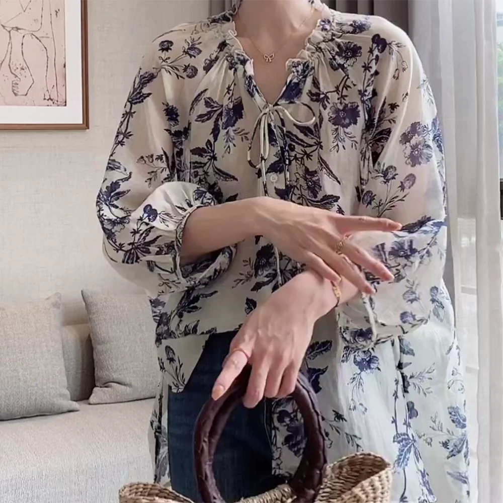 新款“秘密花颂复古上衣”夏季薄款小众减龄休闲中袖衬衫