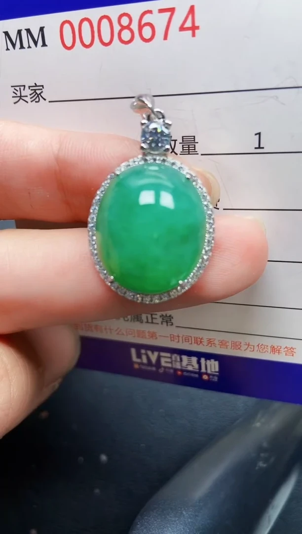 翡翠银S925镶嵌颈饰8674