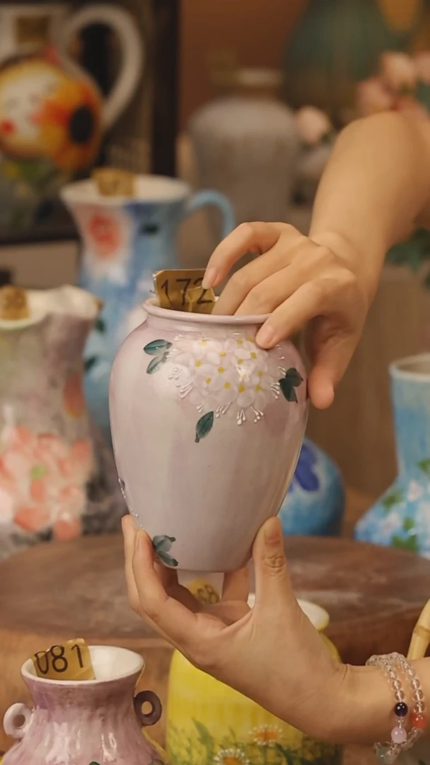 陶瓷172景德镇设计师手作花器摆件侘寂风