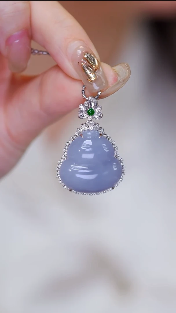 吊坠(不含链)18K金镶嵌翡翠38