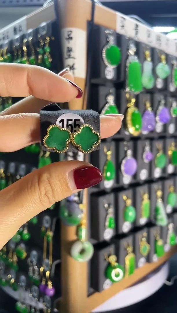 【闪购商品】翡翠耳饰银S925镶嵌155...