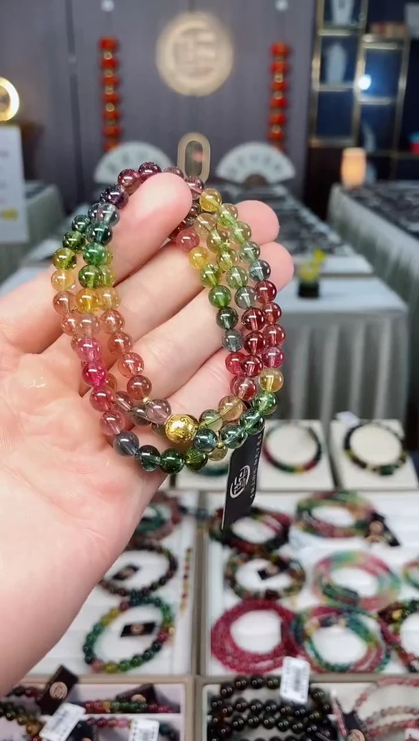 未镶嵌收藏级净体老矿碧玺三圈手串6mm+碧玺xion多样性发一条