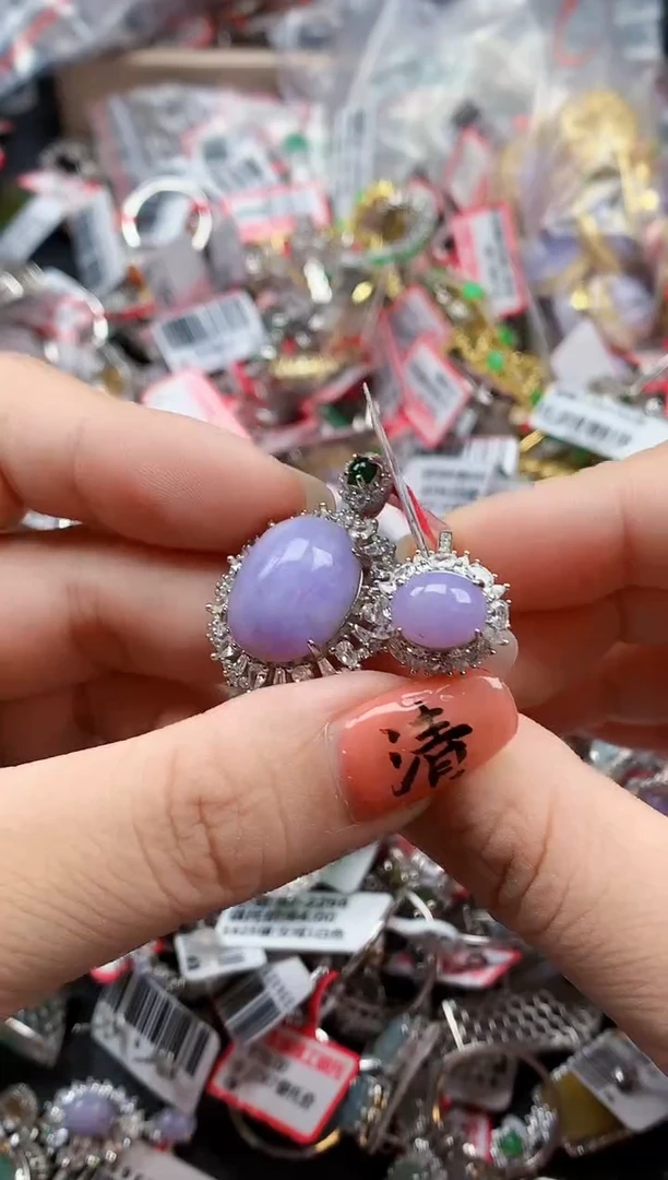 银S925镶嵌戒指翡翠天然A货缅甸翡翠