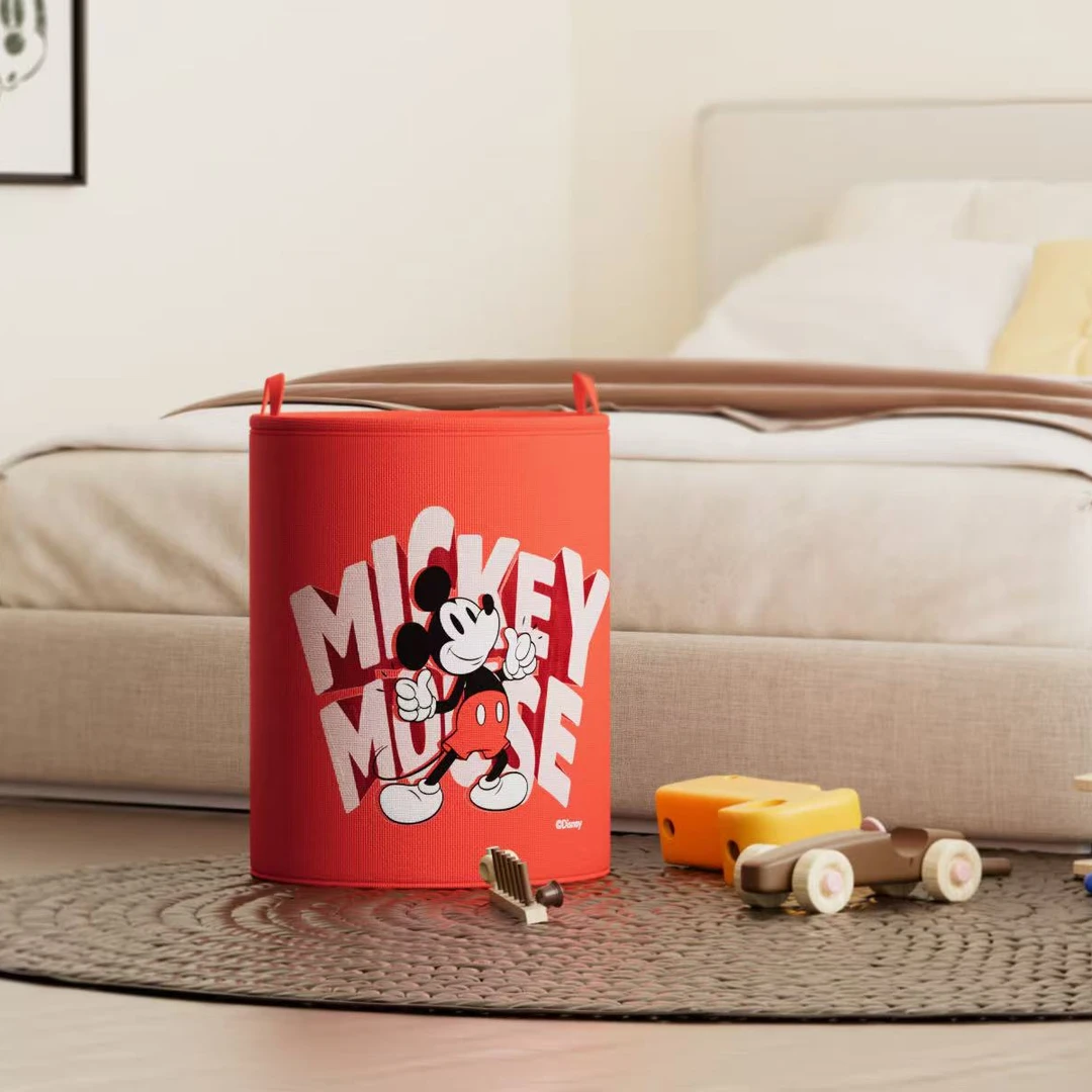 Disney/迪士尼米奇草莓熊布艺收纳桶脏衣篓玩具篓卡通可爱收纳篓