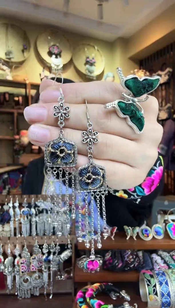 刺绣非遗刺绣民族风耳环